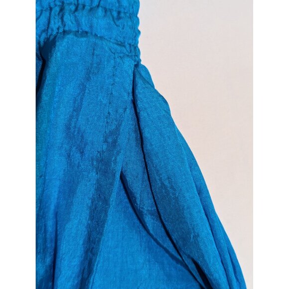 Vintage Casual Isle Blue Nylon Jogger Pants With Elastic Waist & Cuffs - Picture 3 of 8